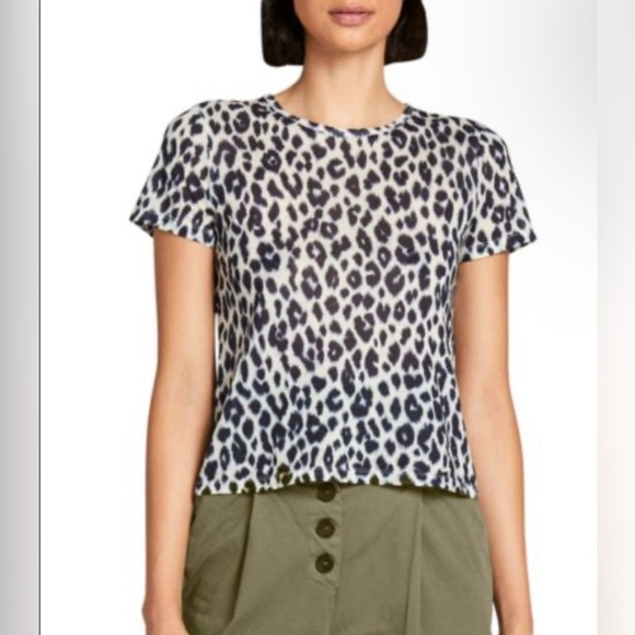 A.L.C. Bambina Leopard Print Tissue T-Shirt - Picture 1 of 5